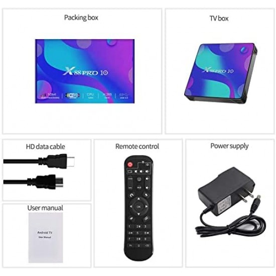 2022 Android TV Box 11.0,4GB RAM 32GB ROM RK3318 Quad- Core 3D 4K Smart Box,Support 2.4G/5.8G Dual WiFi,BT 4.1,100M Ethernet LAN X10 Streaming Video Box