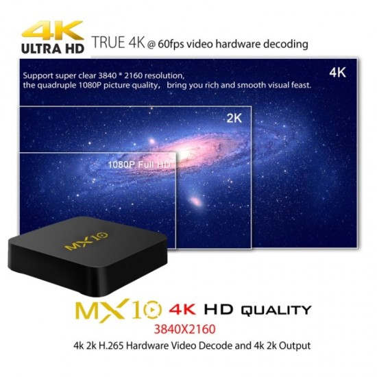 MX10 Smart TV BOX Android 9.0 Rockchip RK3328 DDR4 4GB Ram 32GB Rom IPTV Smart Set-top Box 4K USB 3.0 HDR H.265 Media Player Box