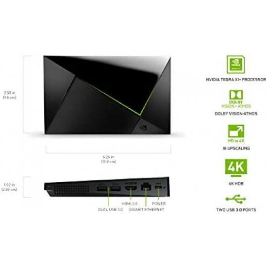 NVIDIA SHIELD Android TV Pro | 4K HDR Streaming Media Player, High Performance, Dolby Vision, 3GB RAM, 2x USB, Works with Alexa